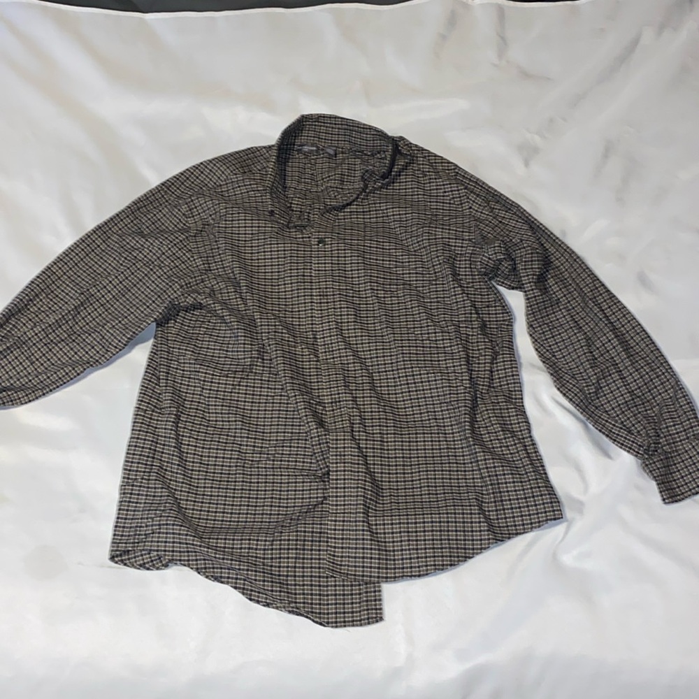 Van Heusen Black and Brown Checkered Casual Button Down Shirt